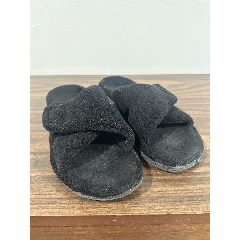 Vionic Relax Womens Slippers Fluffy Comfort Cross Strap Slide Sandals Size 10